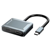 PWAYTEK USB C to VGA 및 HDMI 어댑터 2 in 1 허브 썬더볼트 3 맥북 프로 에어 아이패드 픽셀북 XPS 갤럭시 등과 호환되는 컴팩트하고 휴대 가능