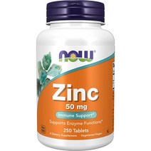 [미국빠른직구]NOW 나우 푸드 아연 50 mg 250 타블렛, 수량, 250정