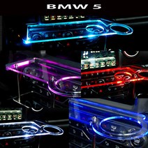 ArtX BMW 5시리즈 2010~ F10 USB 5V LED 2단 차량용 무중력테이블 컵홀더 식탁 자동차 선반 핸드폰 거치대 수납용품, 퍼플, 포함, 미니-사각 타잎