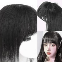 앞머리 정수리가발(35CM) (내추럴블랙) 똑딱이부분가발 아줌마가발 여성용가발