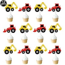 건설 차량 장난감 트럭 지게차 불도저 로드 롤러 굴착기 덤프 트럭 트랙터 어린이 생일 미니 차량 트럭, cake topper