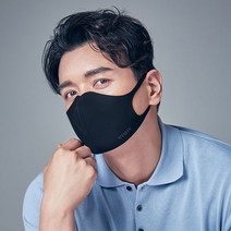 국산 빨아쓰는 항균 자외선 비말 차단 기능성 친환경 입체 브이펜더 마스크, 블랙, L, 1개