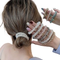 리츠제이 크리스탈 비즈 머리끈 헤어 악세사리 10종 세트, 10개 세트