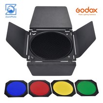 Godox BD-04 헛간 도어 허니 콤 그리드 AD-R6 표준 리플렉터 AD600Pro 용 4 색 젤 필터