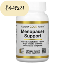 (블루팩토리) 캘리포니아 골드 뉴트리션 Menopause Support 30캡슐 넉넉한 유통기한 보장, 1개, 30개