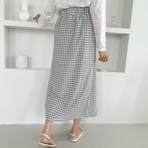 [바보사랑] 겟잇미 제나 체크 데일리 절개 밴딩 롱스커트 [겟잇미]