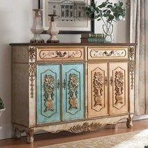 엔틱가구 티백 미니 문갑 고가구 접시장 다가구 인테리어, 샴페인색 4도어 사이즈 155x38x115cm