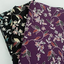 원단대장 프린트 폴리스판 꽃과나뭇잎 스커트천 스판 패턴 의류 원단, 빨강색