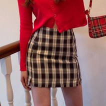 체크 미니 스커트 봄치마 여성 타탄체크 치마 학생 봄 학교 지퍼