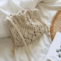 [추천하다]손뜨개 가방 완제품 백울 니트 가방 핸드메이드 가방 유행 핸드백 숄더백 귀여운 꽃 여성 가방 니트 가방 유행