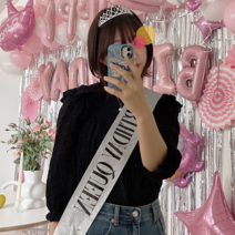 생일 어깨띠 왕관 세트 남편생일 현관문 용품, Q.골드 세트