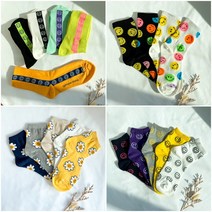 코코로맨틱 스마일 비비드 컬러 스트릿 패션 중목 장목 양말