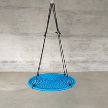 실내 설치형 플렛 그네 문틀 스윙 놀이기구 철봉 나무 팬션 정원 흔들 편안한 원형 의자, 블루 지름 100센티