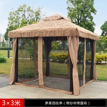 야외 바베큐장 원두막 정자 옥상 나무 평상, 3x3m 모초정+사렴+둘레
