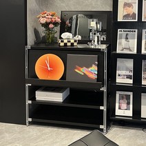 베드 침대 사이드 간이 테이블 쇼파 보조 중고 스테인레스 스틸 바우 하우스 옆 이동식 트롤리 비닐 레코드 플레이어 보관함, [12] 63.5*41*48 [E1등급 파티클보드 +