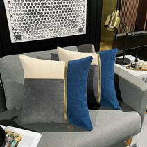 QIYIQI 청록색 그레이 화이트 골드 가죽 패치워크 삼베 리넨 장식용 베개 커버 45.7 x 45.7cm(18 18인치) 럭셔리 모던 쿠션 케이스 장식 소파 거실 침실용 (틸+그, Gray+blue+white