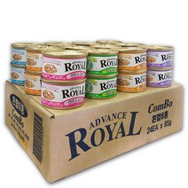 [헤어볼캔] 로얄 어드밴스 캔 콤보 (1box/24개입) 고양이 캔 간식 통조림, 어드밴스 로얄캔 콤보 85g 24개입(1box)