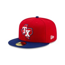 뉴에라 Texas Rangers Authentic Collection Alt 3 59FIFTY 핏 모자 캡 남성용 (7 1/4) 레드/로열 블루 레드 및 블루