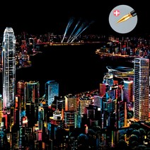 보람창고 [전용펜 증정] 나이트뷰 스크래치 페이퍼 컬러링 북 보드 취미 색칠놀이 인기, 05.홍콩야경