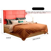 침대 프레임 저상형 더블 2019 포스트모던 라이트 럭셔리 가죽 스테인레스 스틸 마스터 룸 북유럽 웨딩, 라이트 그린+1.8M