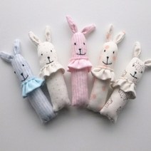 기타 바보사랑[꿈꾸는두부]날아라미쎄스깡 오가닉토끼 딸랑이인형 만들기 13cm 솜포함, 핑크 스트라이프