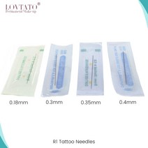 타투 눈섭문신 반영구 문신기계 눈썹 타투바늘 펜 잉크 기계 도구 색소컵 홀더 트레이 분리일회용 바늘 라이너 입술 용 단일 라운드 바늘 영구 메이크업 진짜같은 티안나는 자연스러운, 200개, 0.18mm