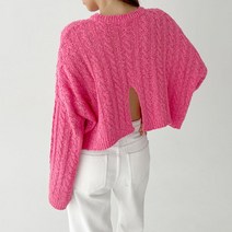 판타지 크롭 뒤트임 포인트 컬러 니트