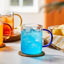 [모던하우스] 글라스룸 컬러핸들 내열 유리머그 400ml BLUE
