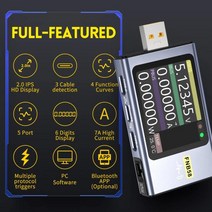 저항성 누설 전류계 FNIRSI-FNB58 PD/QC USB 테스터 디지털 전압계 전류계 TYPE-C 빠른 충전 감지 트리거 용량 리플 측정, 02 With bluetooth