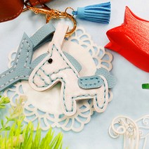 가죽 목마 열쇠고리 만들기 -1인세트, [F-11] 그레이