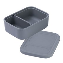 [마미스테이블] 고급 식품용실리콘 직장인도시락통 새참(2구) 다이어트샐러드도시락, 다크그레이