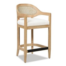 Jennifer Taylor Home Americana 68.6cm(27인치) 케인 백 카운터 높이 바 스툴 토프 베이지 텍스처 위브, Ivory White Boucle