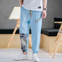 리넨 배기 팬츠 차이나 조거 캐쥬얼 바지남자 패치워크 린넨 드로스트링 스키니 긴바지 클래식 A266 4995131476