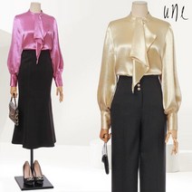 윈(une)럭셔리샤이닝플라운스블라우스