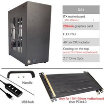 컴퓨터 부품 6.1L A4 섀시 HTPC 미니 ITX 게임 170x190 170x170 지원 그래픽 카드 RTX2070 I7 독립 디스플레이 케이스 드림 D21, [02] 17x17 PCIe3.0