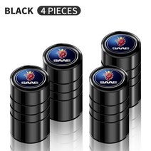 자동차 로고 스타일 알루미늄 합금 라운드 밸브 금속 부품 SAAB SCANIA 9-3 93 9-5 9 3 9000 5 엠블럼 스타일링 4 피스, [04] Black