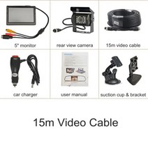 트럭 대형 자동차 후방카메라 모니터 역방향 후면보기 방수 ccd 나이트 비전 백업 버스, 15m, 15m