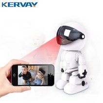Kervay WiFi 로봇 보안카메라 Full HD 1080P 나이트비전 AP핫스팟 모션감지 홈보안 카메라 실내용, 화이트+32G메모리