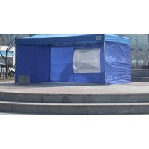 벽면만출고 가림막 (벽면단품) 방수천원단 모기장가림막 투명벽면 카라반캐노피 바람막이천막, 2mX2m, 청색, 투명창벽면