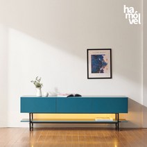 하모벨 LED 1800거실장 콘솔 TV다이 티비거치대, LED 청록+철제다리