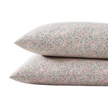 Laura Ashley Home - 표준 베개 커버 세트 통기성 있는 퍼케일 면 침구 선명하고 멋진 홈 데코 (로베스턴 핑크 2피스), Standard