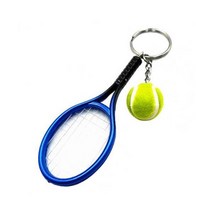 시뮬레이션 미니 테니스 라켓 볼 키 체인 펜던트 가방 열쇠 고리 액세서리, 파란