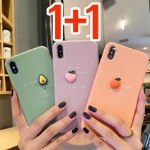 스톤스틸 (1+1) 과일 파스텔 실리콘 슬림 케이스 아이폰8 x xr 맥스 아이폰11 SE2 휴대폰