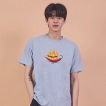 키밍 고추 불 편한티셔츠 오버핏 캐주얼티 커플봄시밀러룩 라운드맨투맨 오버핏반팔셔츠 화이트셔츠