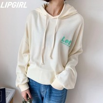 [립걸]레츠 영문나염 박스후드티