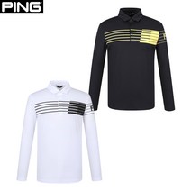핑 핑(PING) 골프웨어 남성 가슴 프린트 카라 긴팔 티셔츠 111B1TO004_WHBK