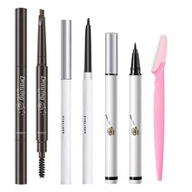 ETEDES 아이브로우 인핸서 키트 아이라이너 1개 펜슬 2 in 1 및 눈썹 면도기 포함 블랙 818660, Reddish brown