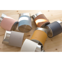 팬톤 스텐레스 가죽 화장대 휴지통, 머스타드옐로우, 1개