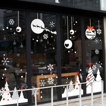 뭉키데코 크리스마스 창문 윈도우 스티커 눈꽃스티커 시트지_S1_화이트 크리스마스 01