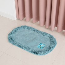 사랑예감 버블 극세사 플라워 발매트(원형), 블루